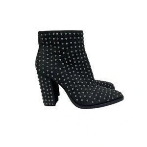 Mercer Edit Women's Black Full‎ Monty Metal Studs Leather Ankle Bootie Size 8.5M